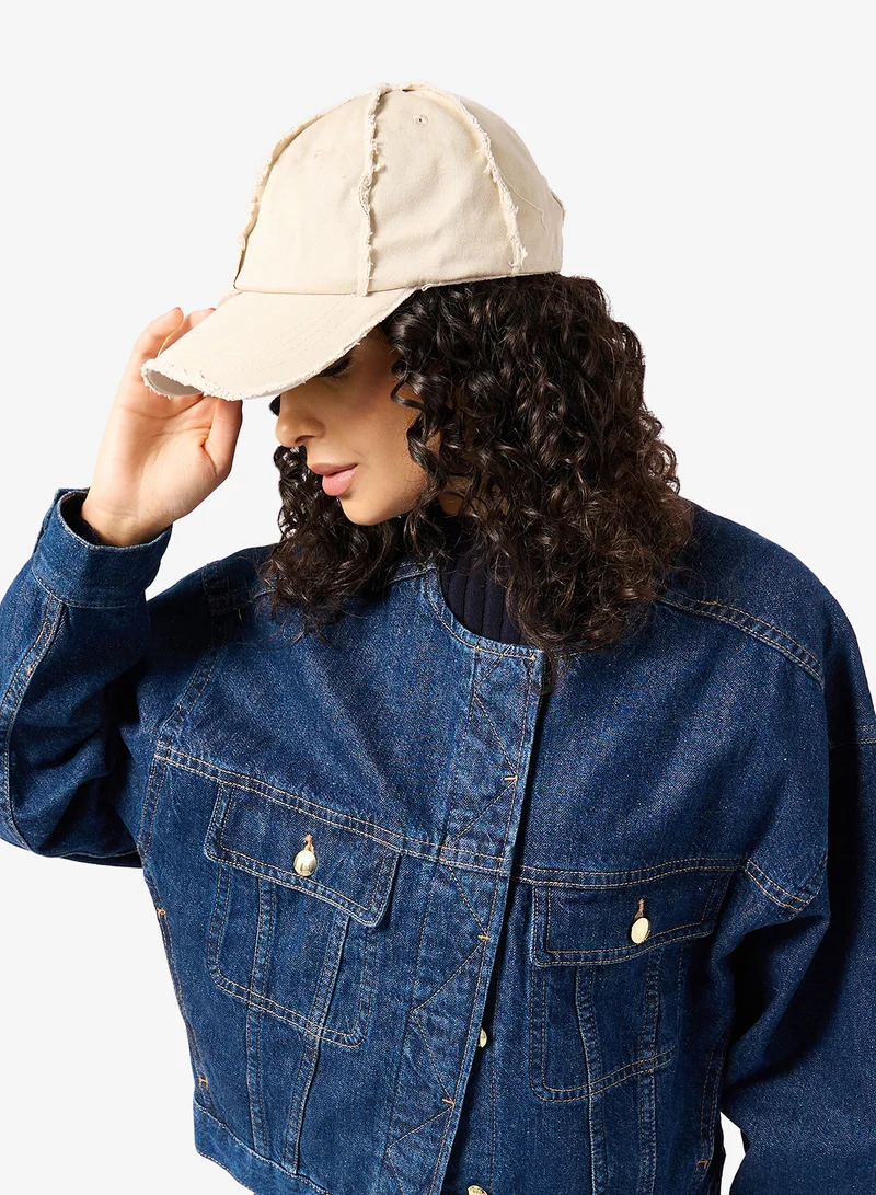 Ginger Beige Distressed Detail Cap for Women | Best Price UAE
